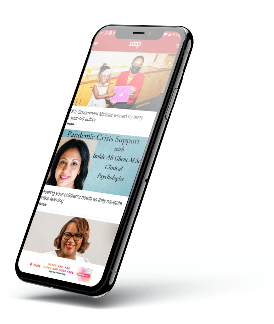 A phone showing news stories on the Loop app